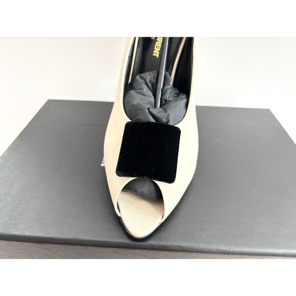 NEW Saint Laurent Franky 115mm Silk Satin Peeptoe Sandals 763530 AACTR sz 9 - Picture 12 of 16